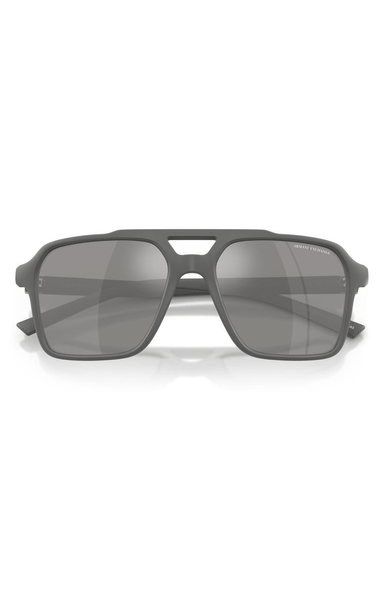 Armani Exchange 57mm Polarized Pilot Sunglasses, Alternate, color, Grey / Grey Mirror Silver