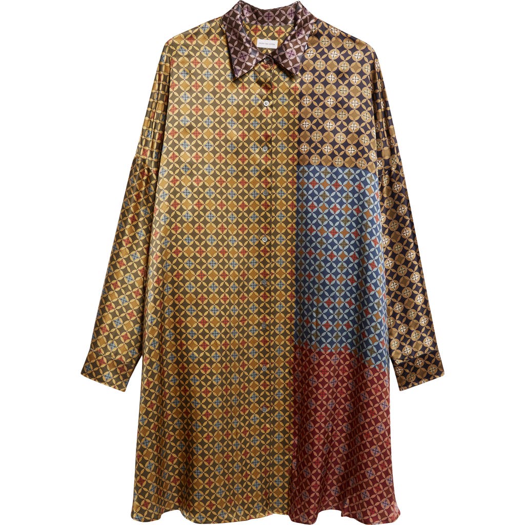 Dries Van Noten Womens Dessin A Printed Relaxed-fit Silk Midi Dress In Multi