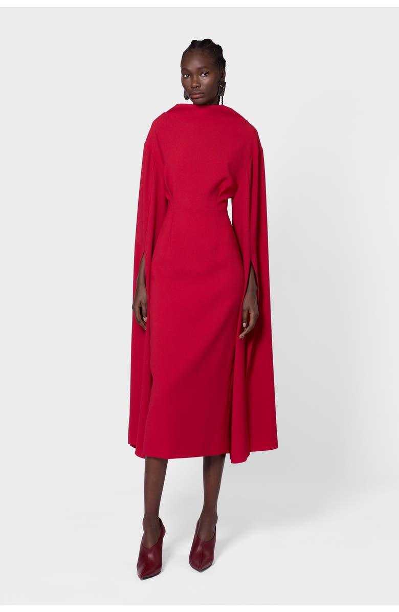 Roksanda Nour Crepe Caped Midi Dress, Main, color, Amaranthus