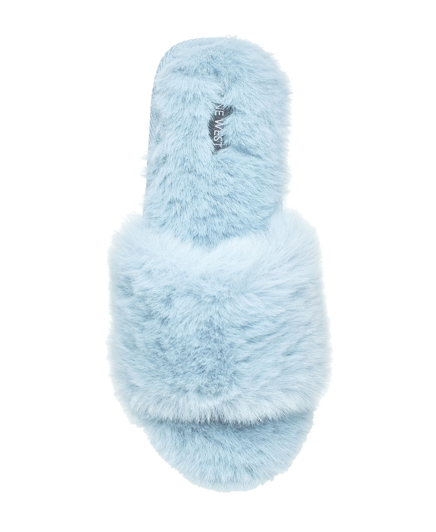 Slide Faux Fur Slipper, Alternate, color, Light Blue