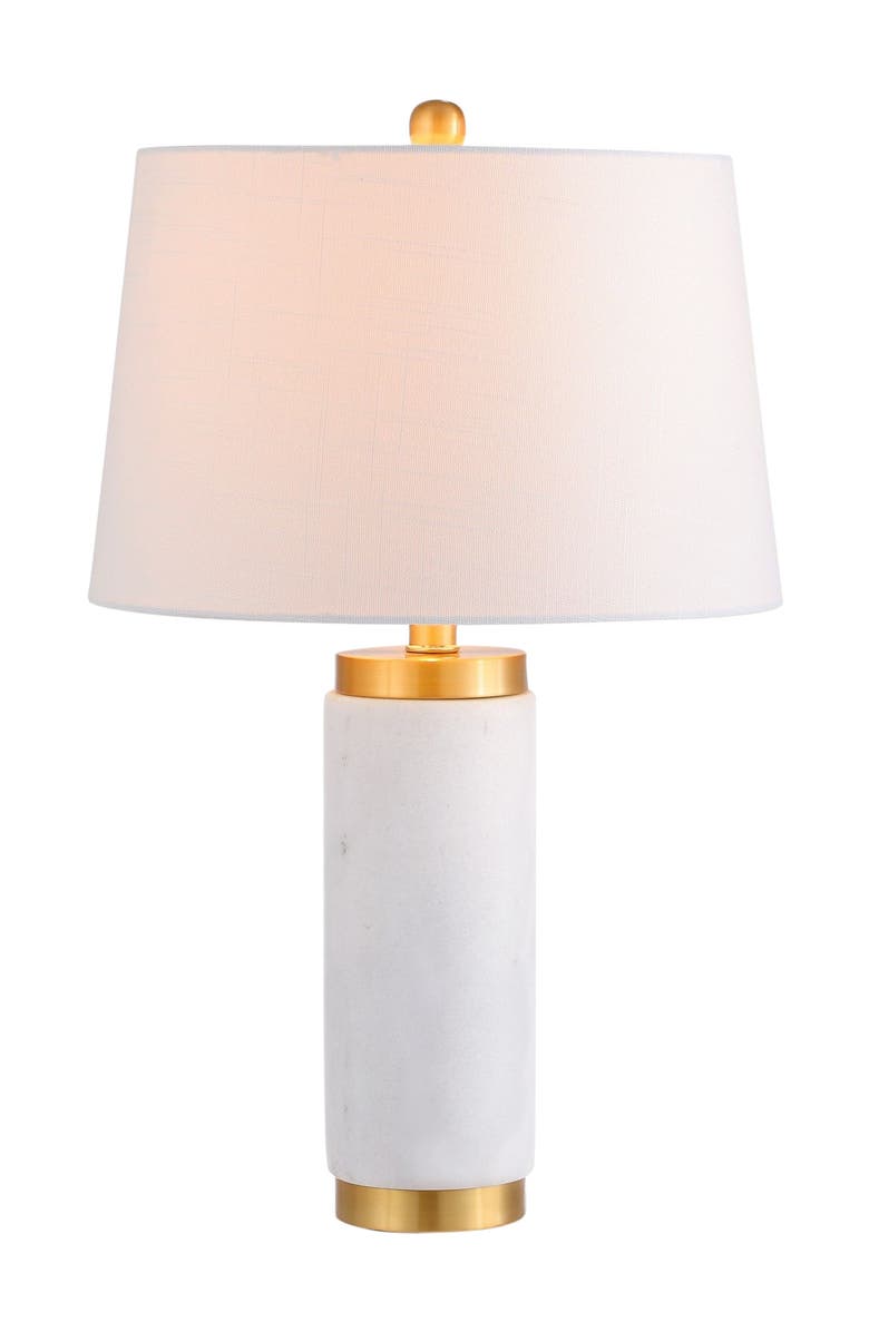 JONATHAN Y Adams 23" Marble LED Table Lamp, White/Brass, Main, color, White/Gold
