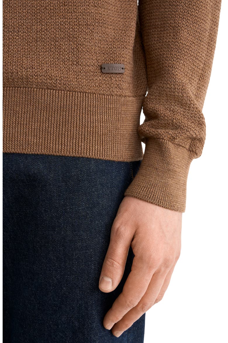 Merino Wool Long Sleeve Polo Shirt, Alternate, color, MEDIUM BROWN