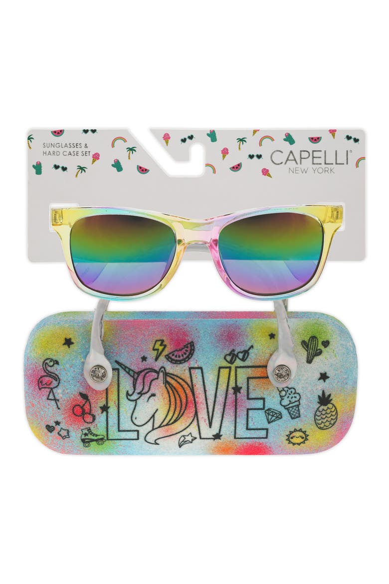 Love Doodles Sunglasses & Glitter Case Set, Alternate, color, MULTI CO