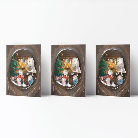 Winter/Holiday Greeting Card Pack Sets (3 ct) Merry Owls