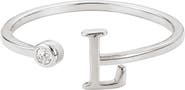 Adornia Cubic Zirconia Initial Adjustable Band Ring