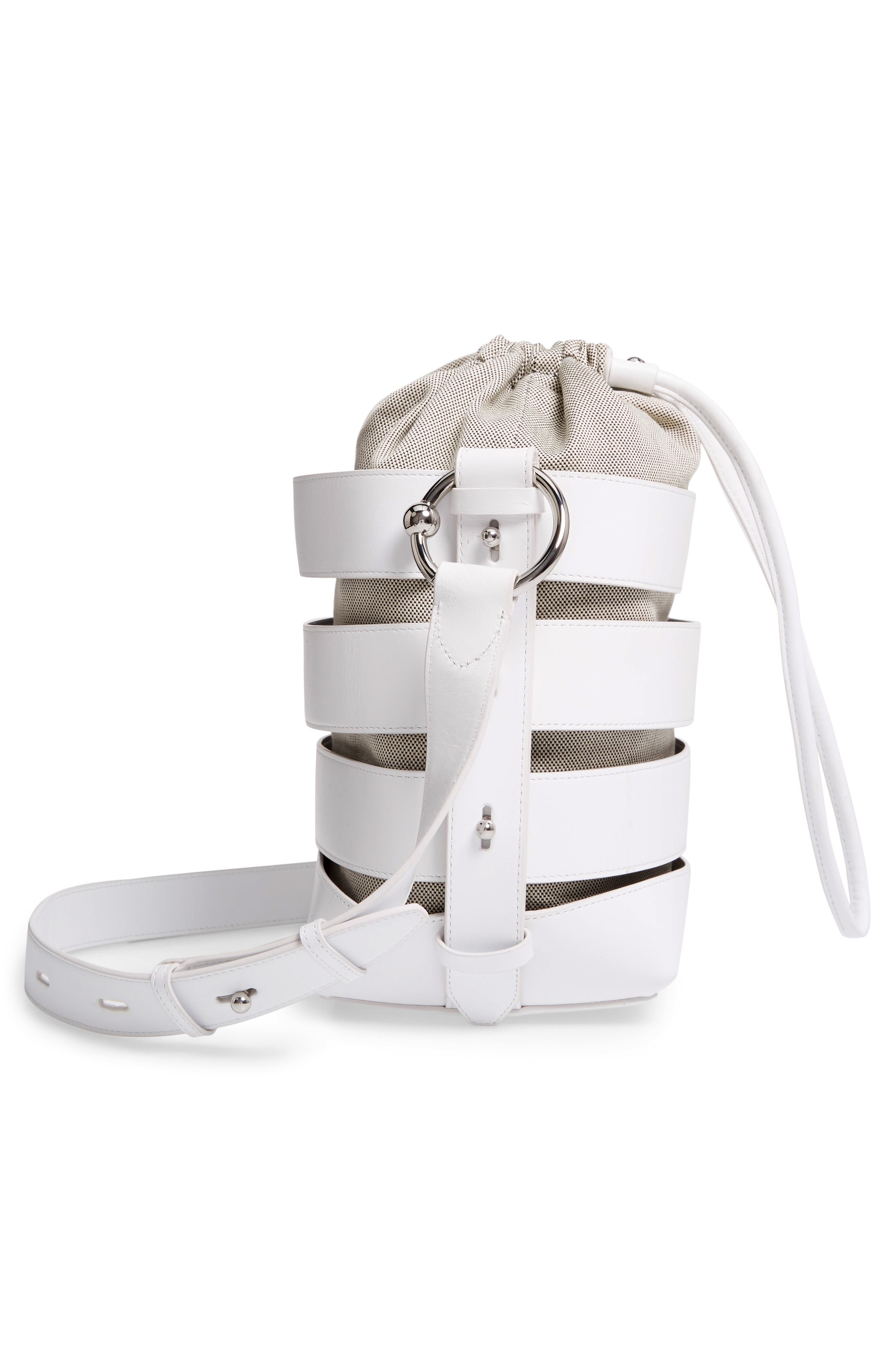 Cage Leather Bucket Bag, Alternate, color, OPTIC WHITE