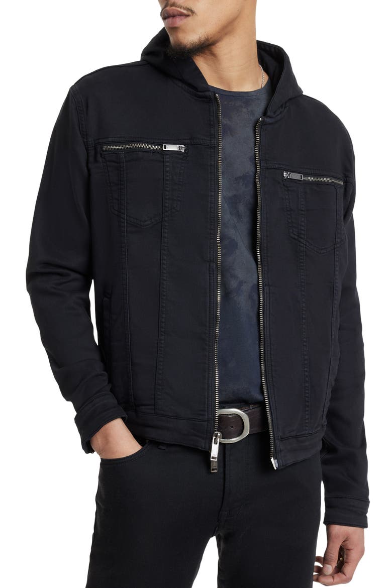 Scotty Hooded Trucker Jacket, Main, color, BLACK