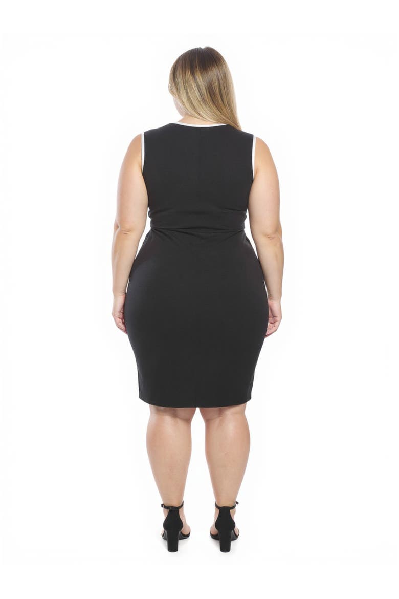 Plus Size V-Neck Sleeveless Faux Wrap Tulip Hemline Midi Dress, Alternate, color, Black