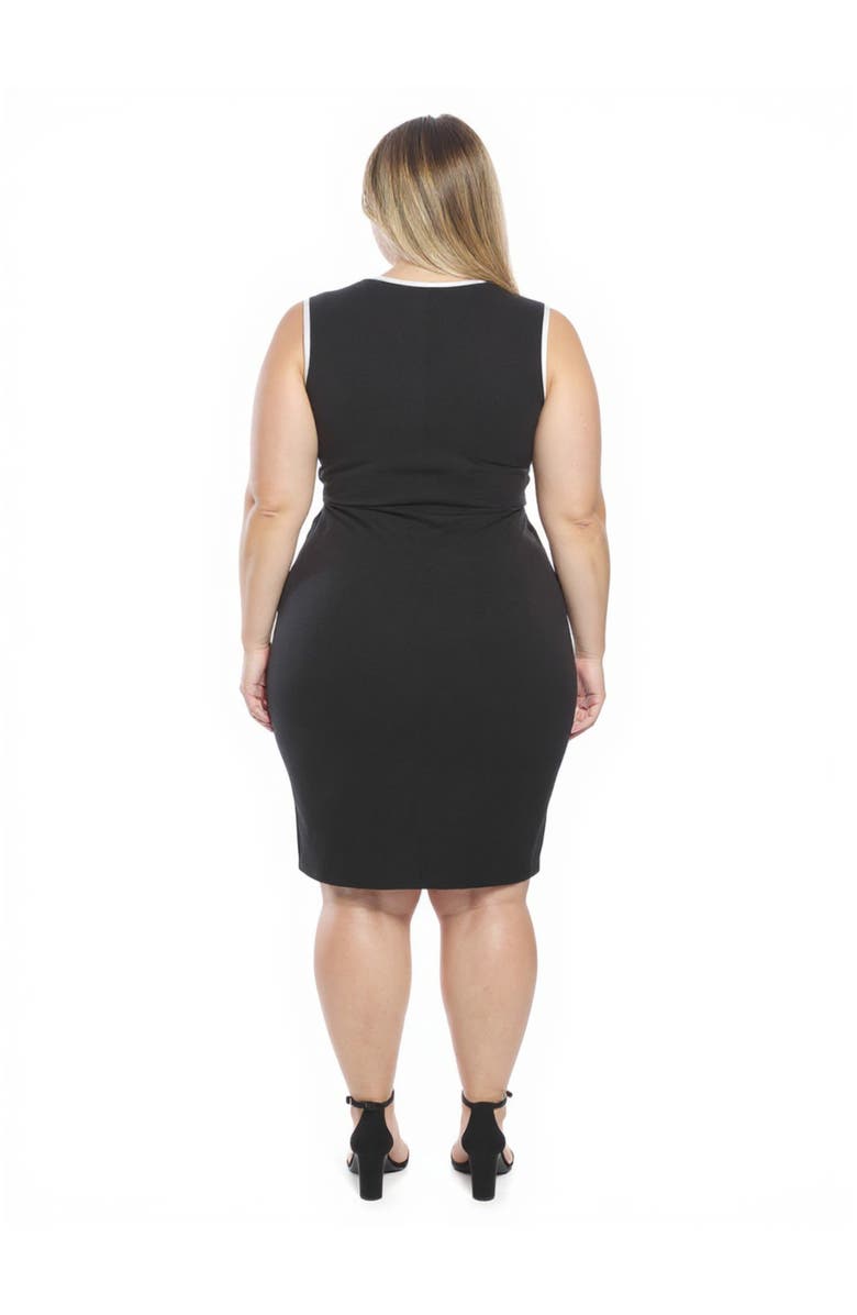 24seven Comfort Apparel Plus Size V-Neck Sleeveless Faux Wrap Tulip Hemline Midi Dress, Alternate, color, Black