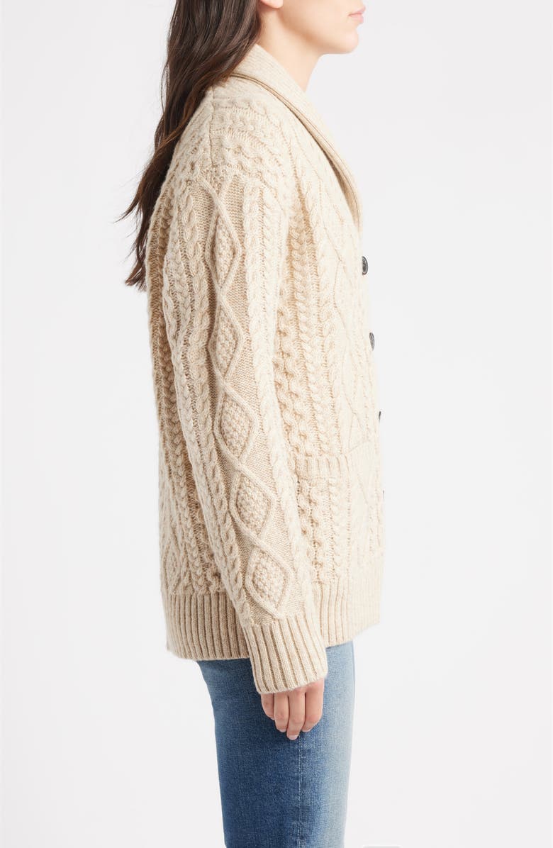 Pendleton Wool Fisherman Cardigan, Alternate, color, Driftwood