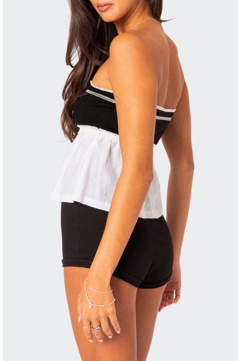 Rena Rib Peplum Tube Top, Alternate, color, BLACK-AND-WHITE