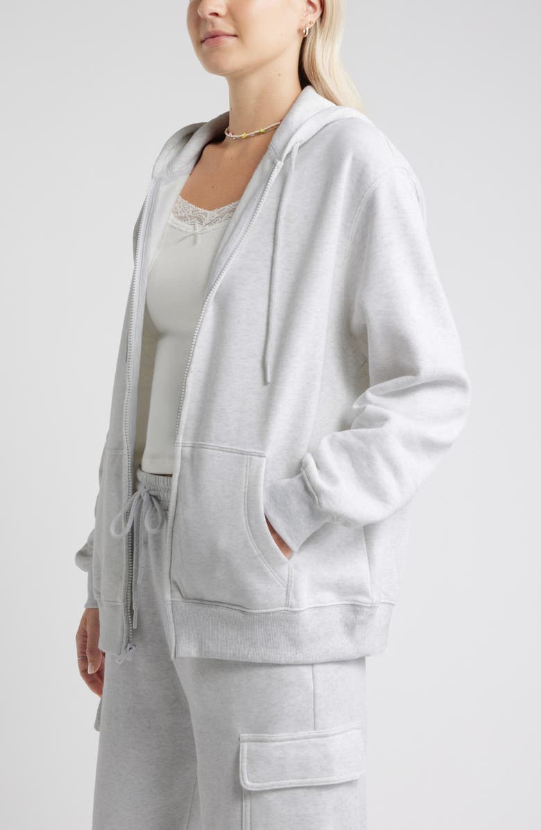 BP. Oversize Zip Fleece Hoodie, Alternate, color, Grey Fog Heather
