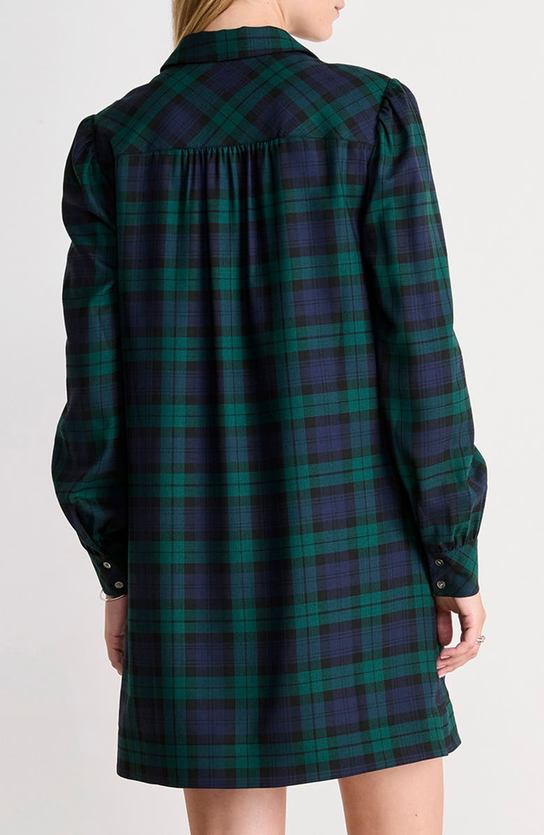 vineyard vines Long Sleeve Plaid Wool Blend Popover Shirtdress, Alternate, color, Yuletide Blackwatch