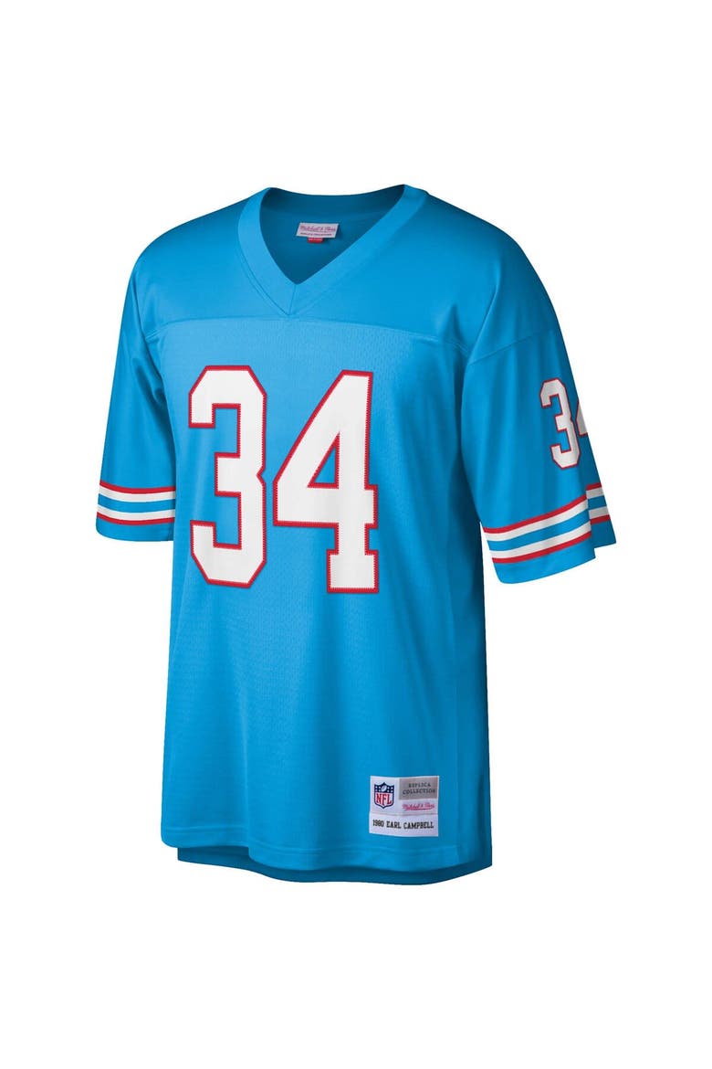Men's Mitchell & Ness Earl Campbell Light Blue Houston Oilers Legacy Replica Jersey, Alternate, color, Light Blue