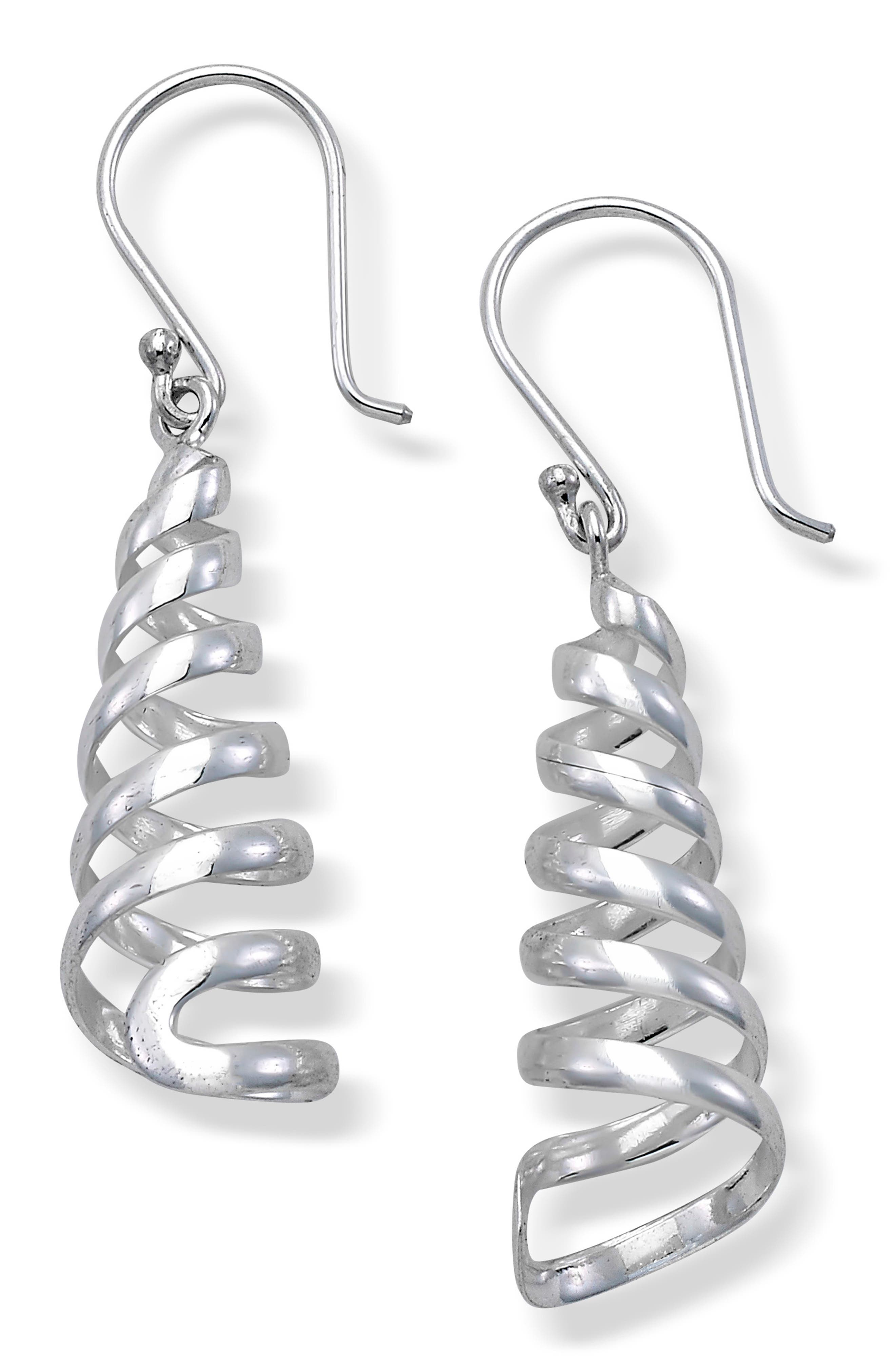 Spiral Sterling Silver Drop Earrings