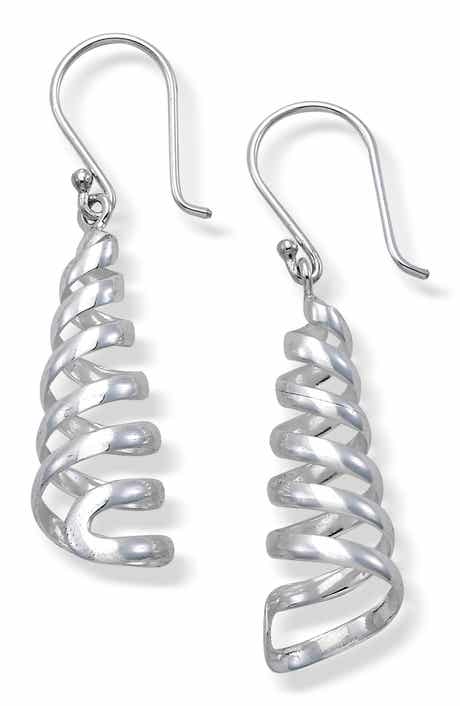 Spiral Sterling Silver Drop Earrings