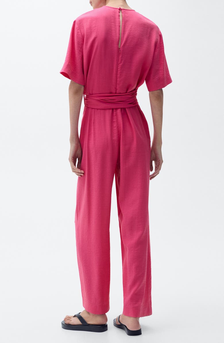 MANGO Belted Wide Leg Jumpsuit, Alternate, color, Fuchsia