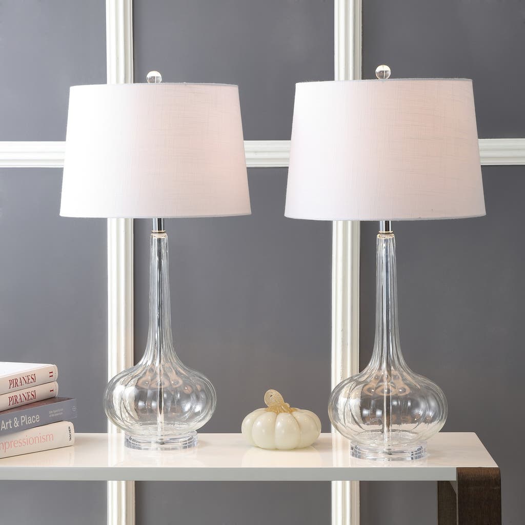 Jonathan Y Bette 28.5" Glass Teardrop Led Table Lamp In Clear