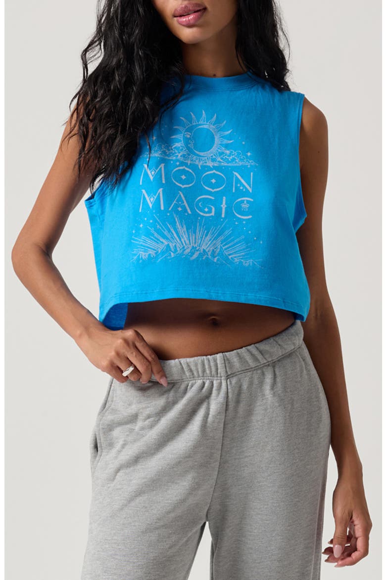 Moon Magic Spirt Crop Tank, Main, color, AQUA AURA