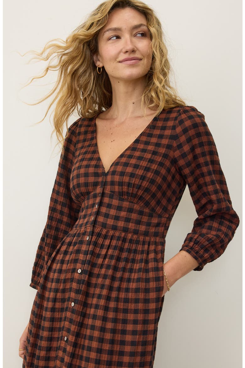 Maeve Plaid Long Sleeve Maxi Dress, Alternate, color, ESPRESSO GINGHAM