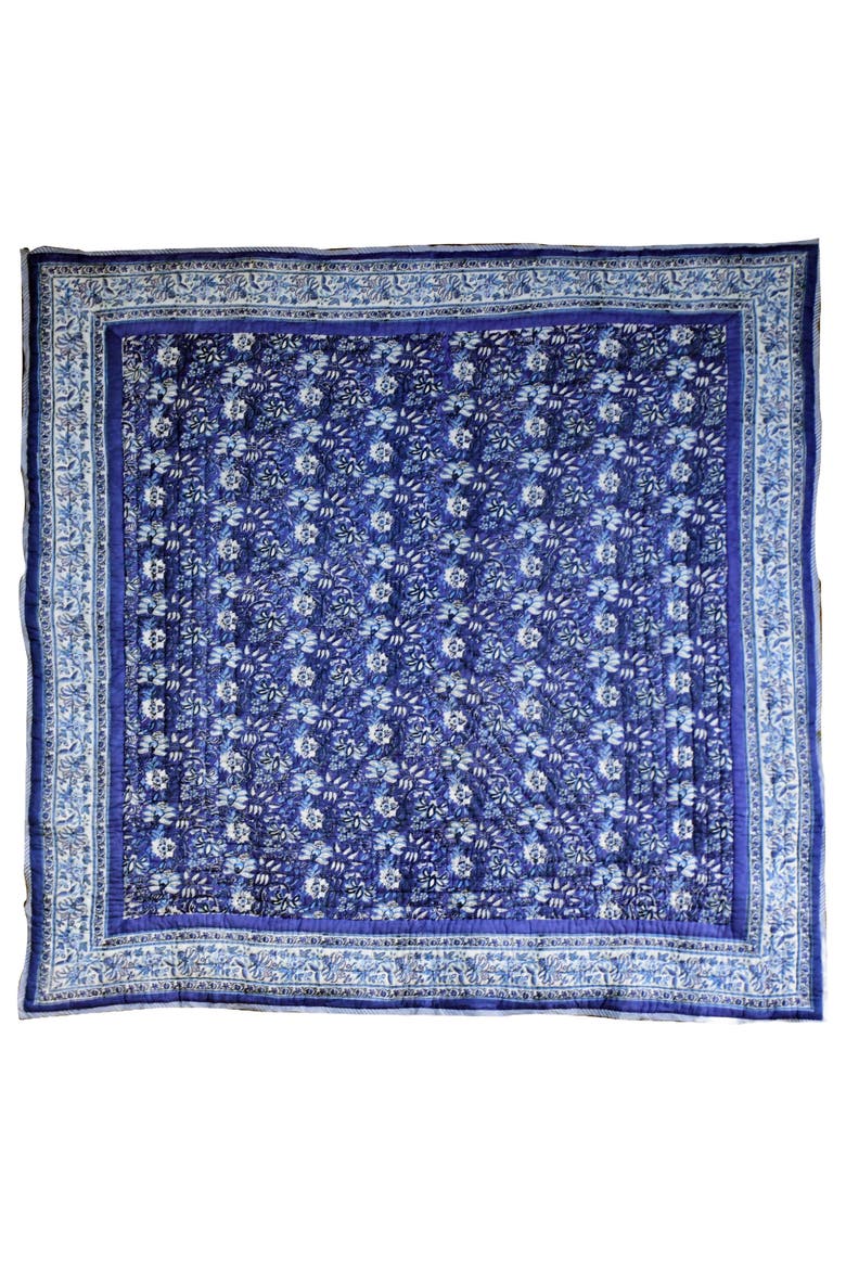 ZUMA Quilt Bedding Set With 2 Shams, Main, color, White, blue