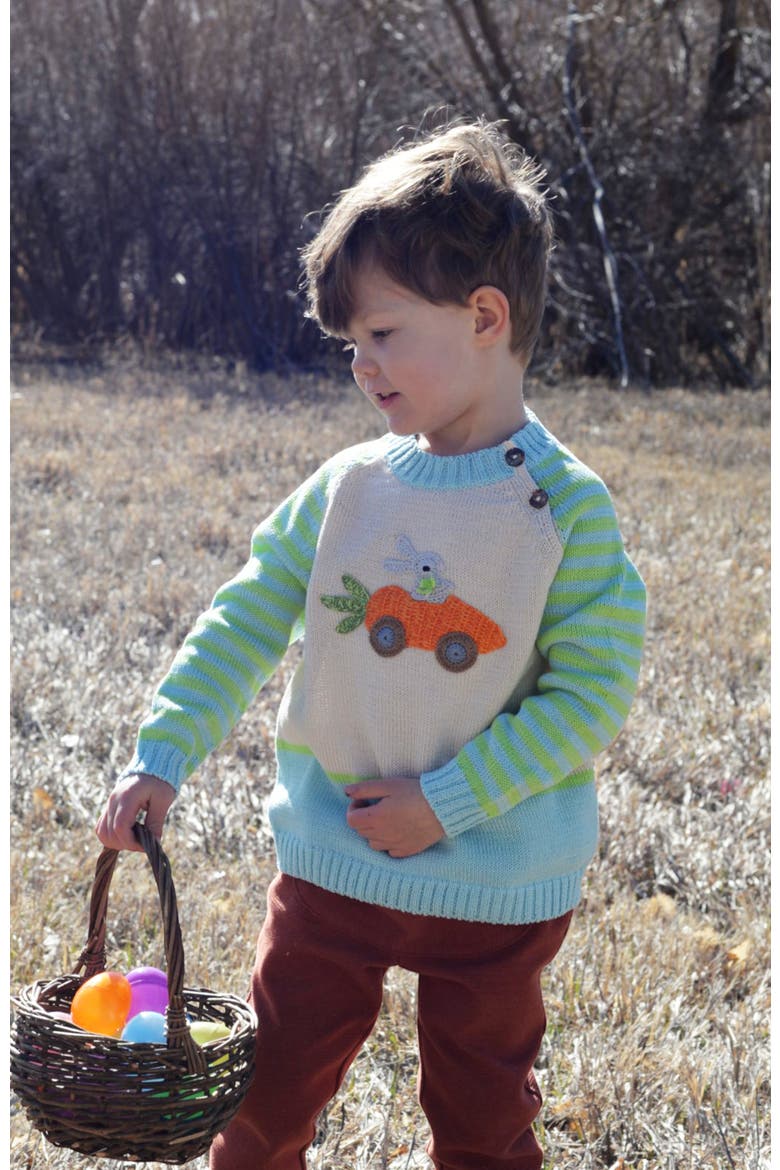 Carrot Car Easter Sweater, Alternate, color, Ivory