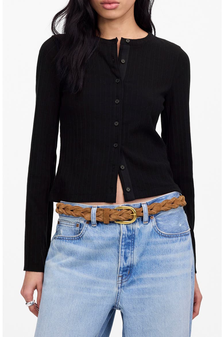 Flare Sleeve Cotton Cardigan, Main, color, JET BLACK