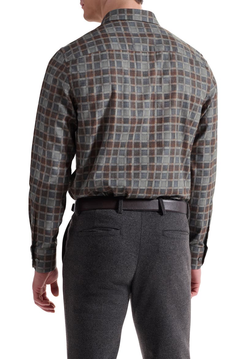 Julian Shaped Fit Check Cotton Button-Up Shirt, Alternate, color, SIENNA