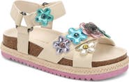 Kurt Geiger London Kids' Mini Kensington Flower Espadrille Ankle Strap Platform Sandal