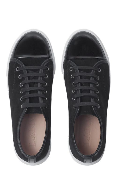 Lanvin Calf Suede Sneakers Metal Eyelet In Black