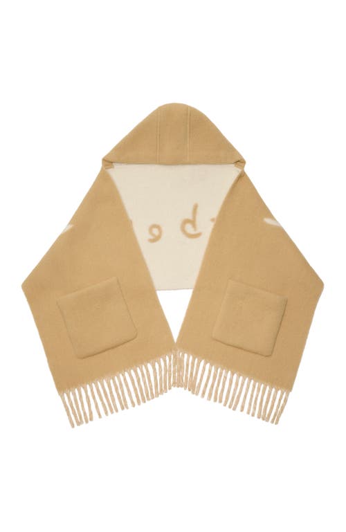 Burberry Logo Alpaca Wool Blend Hooded Scarf In Brown