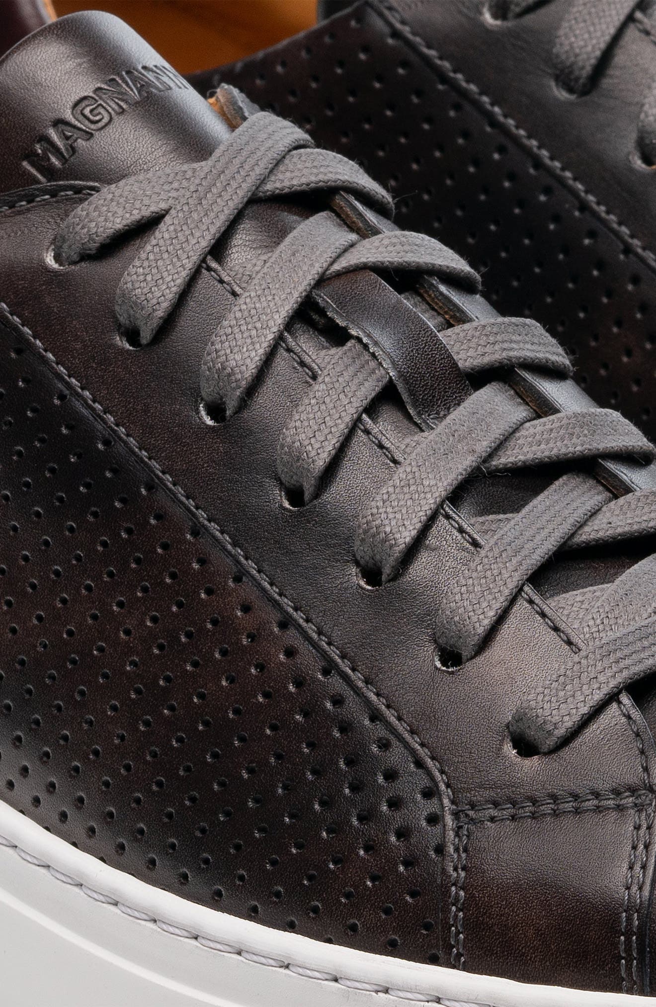 Fede Perforated Sneaker, Alternate, color, GREY / MID BROWN