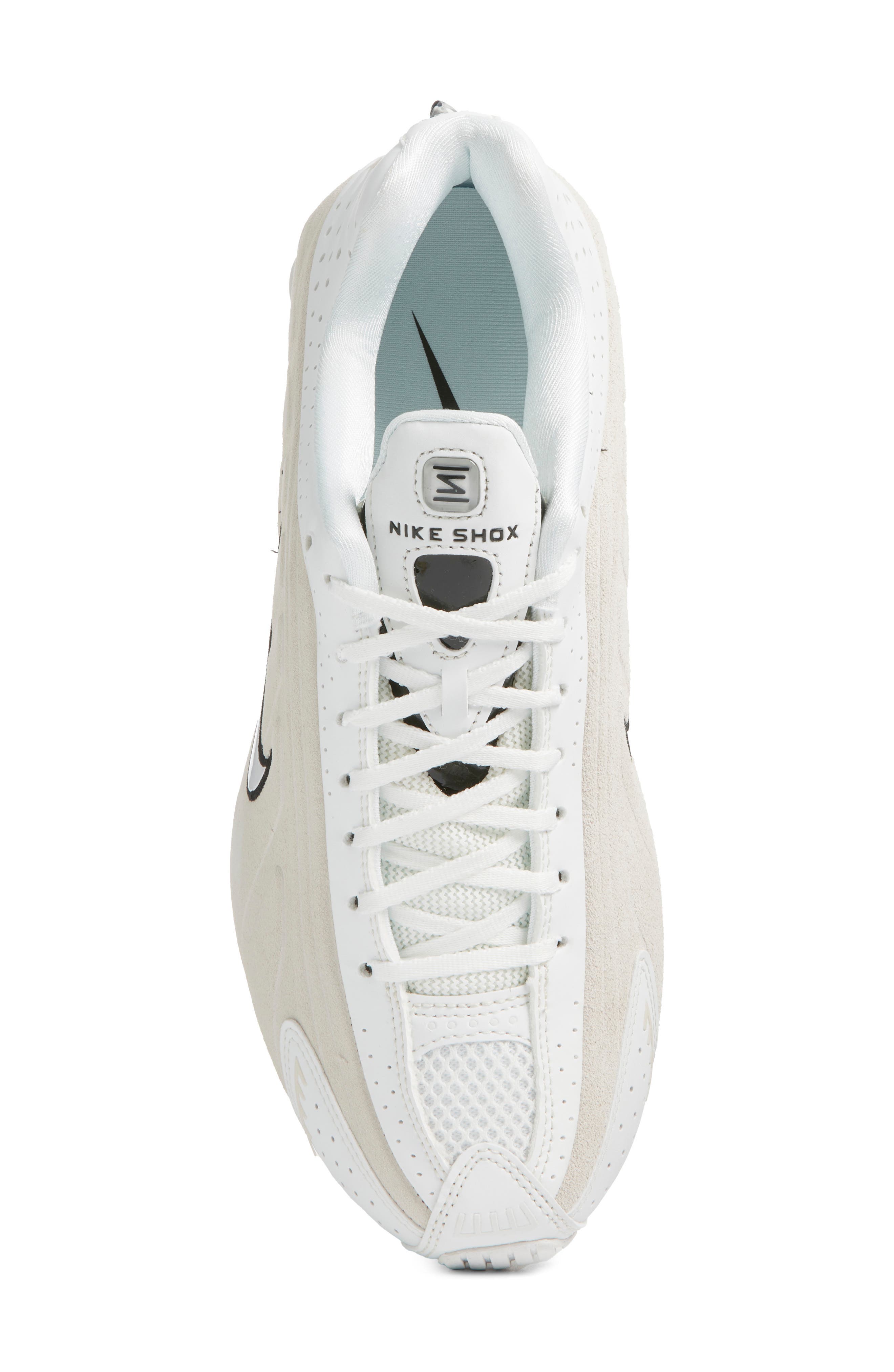 Nike Shox R4 Sneaker, Alternate, color, Summit White/ Black/ Brown