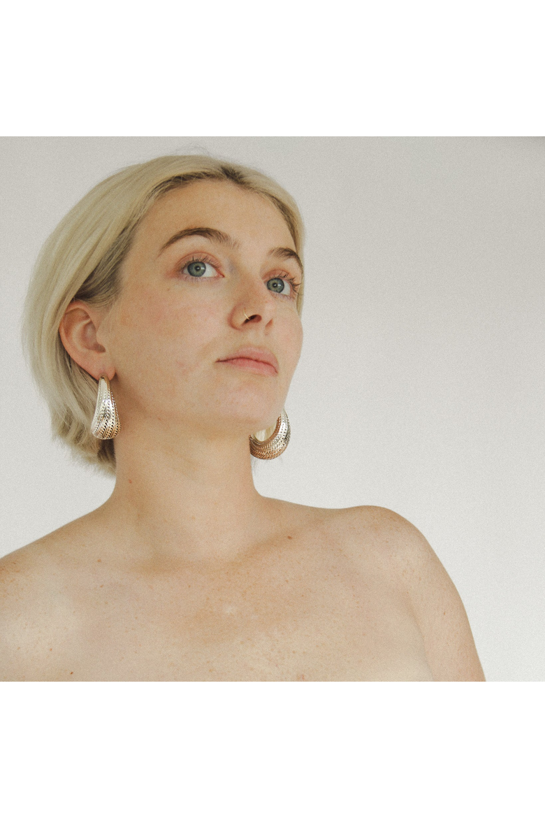 Flow Large Hoop Earrings, Alternate, color, Gold