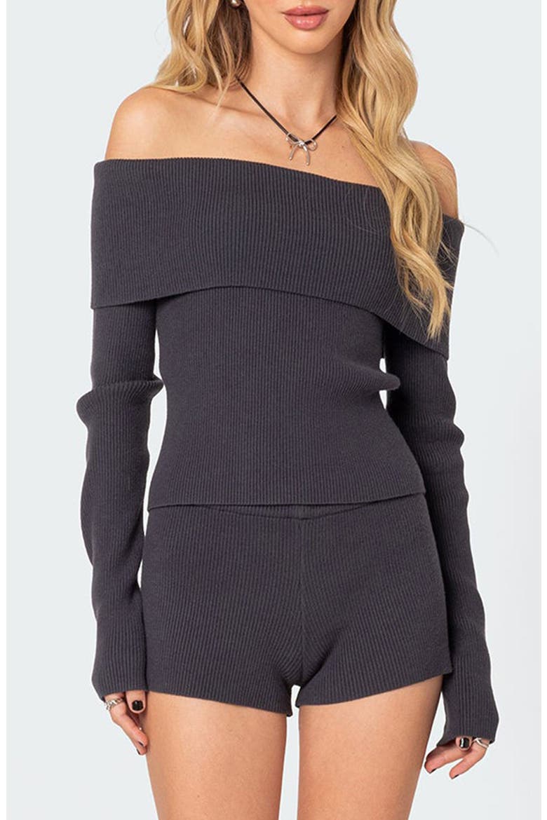 Miriam Off the Shoulder Top, Main, color, DARK-GRAY