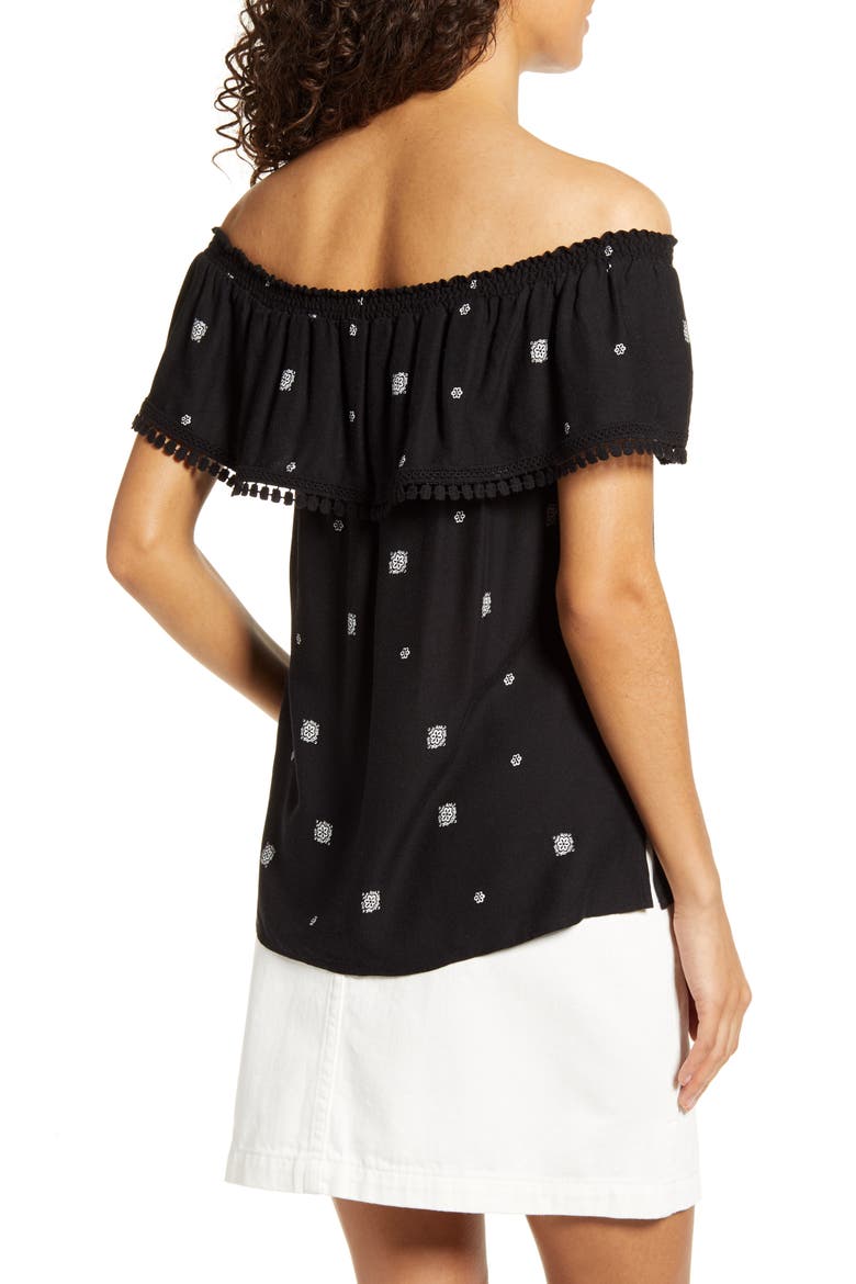 Gibson x Hi Sugarplum! Naples Convertible Off the Shoulder Top, Alternate, color, VENEZIA/ BLACK