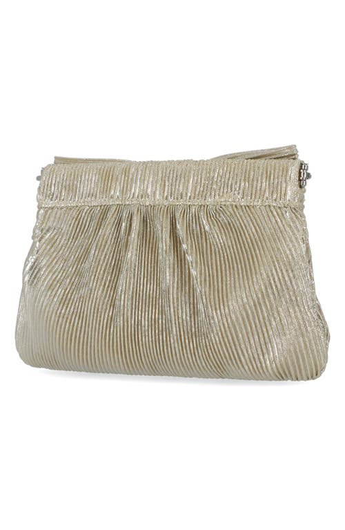 Jessica Mcclintock Vivienne Pleated Bow Clutch In Gold