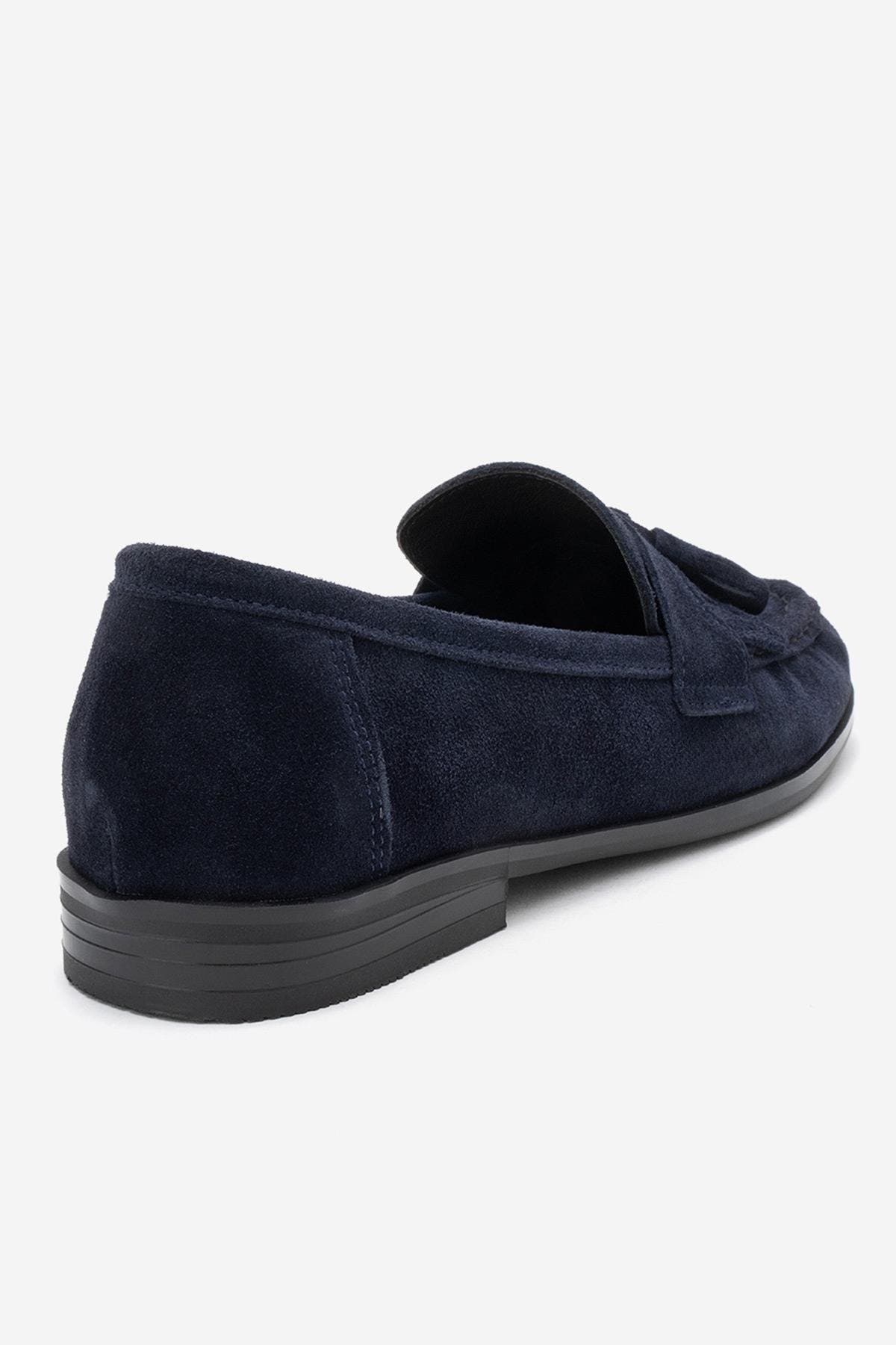Lupen Leather Tassel Loafer, Alternate, color, Navy Suede