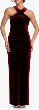 Xscape Evenings Halter Neck Stretch Velvet Gown