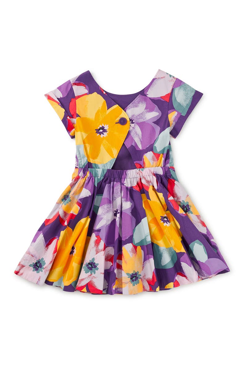 Tea Collection Button Back Skirted Dress, Alternate, color, Large Tropical Floral