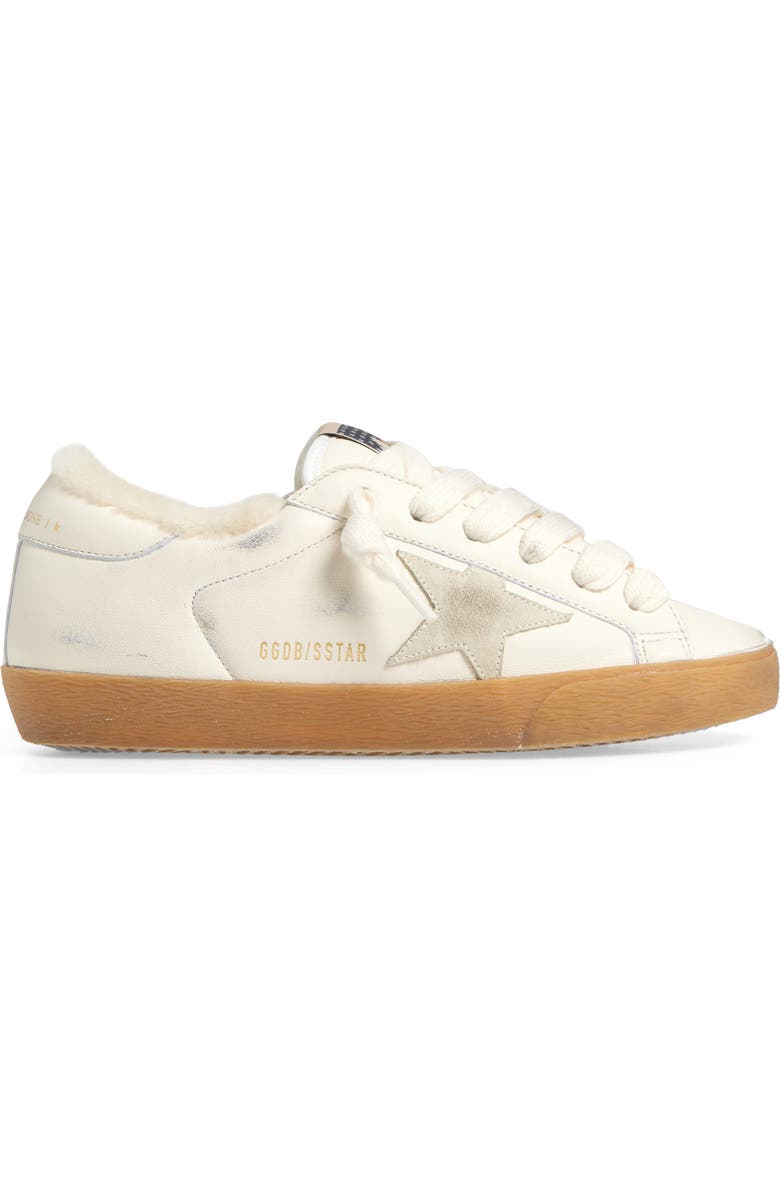 Golden Goose Super-Star Genuine Shearling Lined Low Top Sneaker, Alternate, color, Optic White