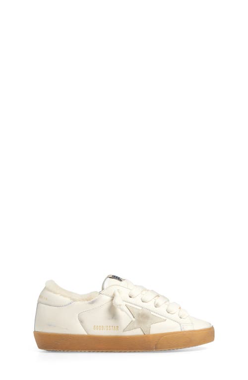 Shop Golden Goose Super-star Genuine Shearling Lined Low Top Sneaker In Optic White
