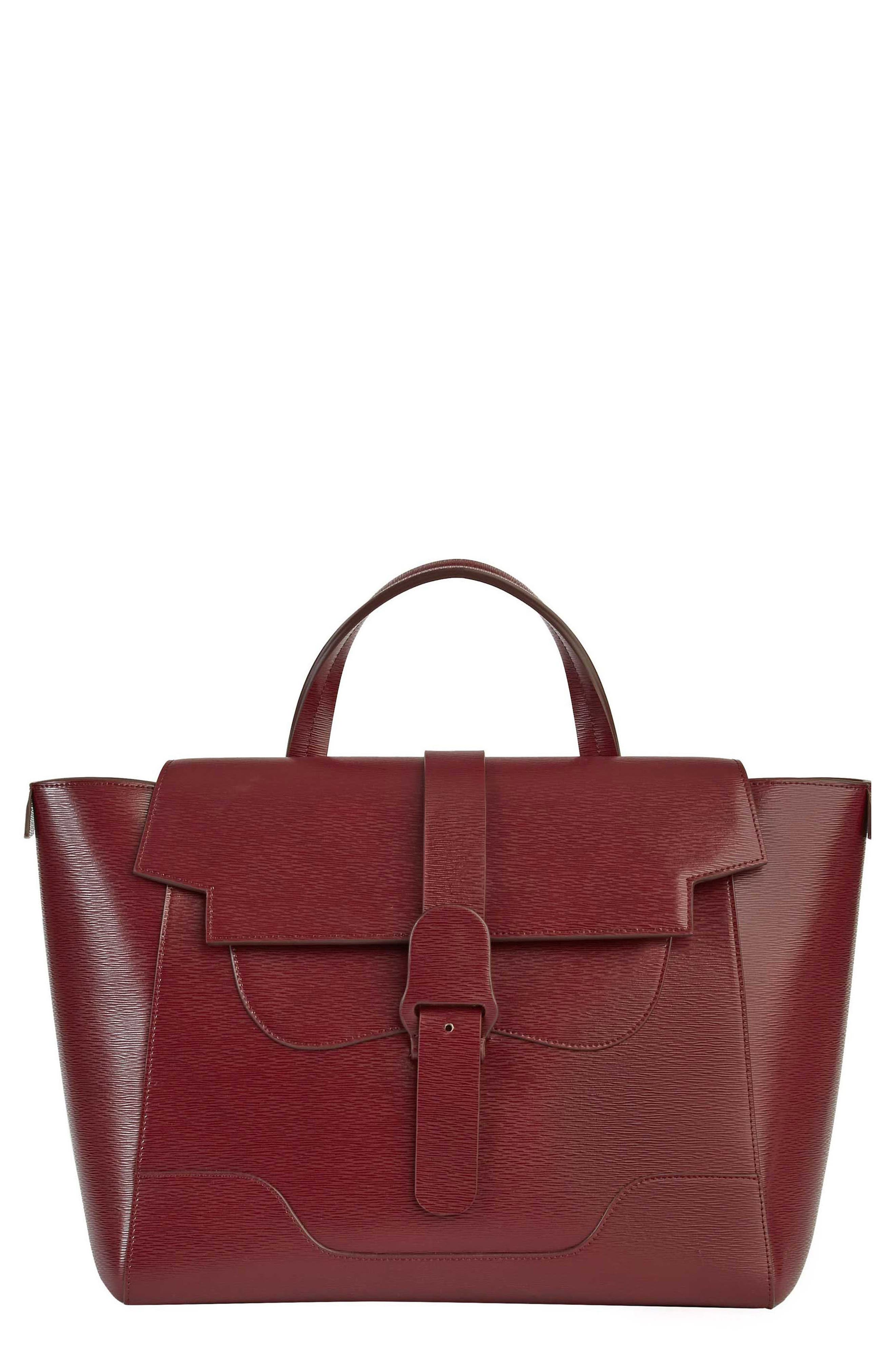 Maestra Textured Leather Satchel, Main, color, BORDEAUX