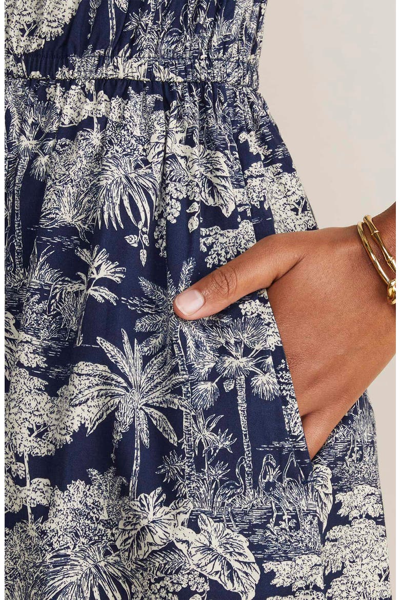 Ruffle Hem Cotton Stretch Poplin Dress, Alternate, color, TOILE- NAUTICAL NAVY