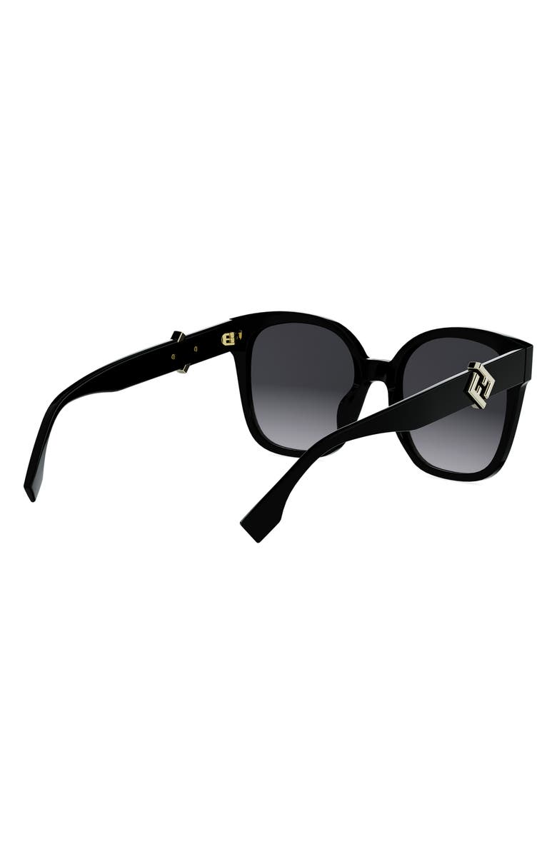 Fendi FF Diamonds 55mm Gradient Square Sunglasses, Alternate, color, Shiny Black / Gradient Smoke