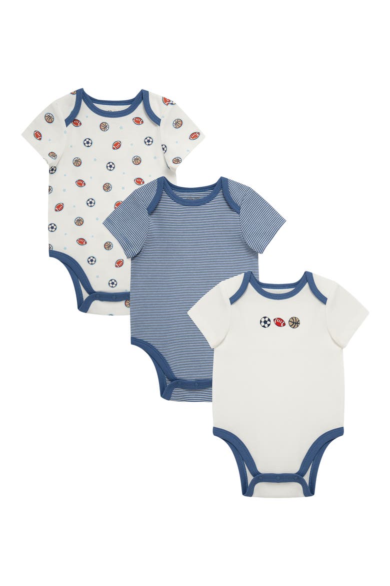 3-Pack Sports Assorted Cotton Bodysuits, Main, color, BLUE