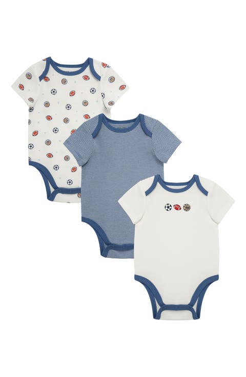 3-Pack Sports Assorted Cotton Bodysuits