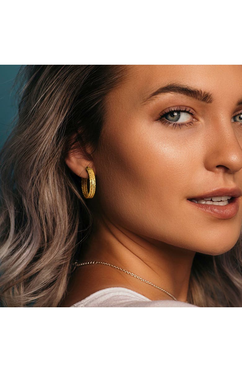 Julianna B. Texture & Polishes Hood Earrings 10k, Alternate, color, 10K Yellow Gold