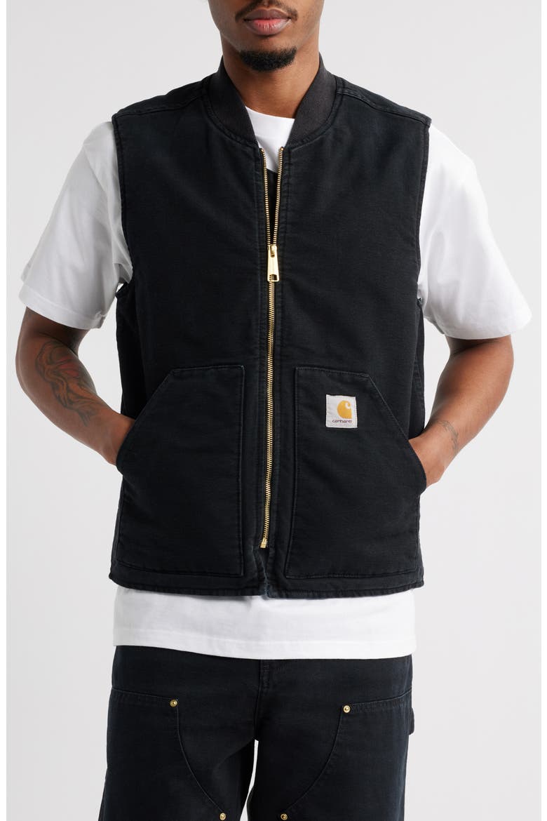 Classic Organic Cotton Canvas Vest, Alternate, color, BLACK (STONE CANVAS)