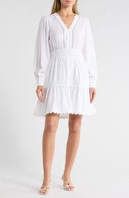 Ellen Tracy V-Neck Long Sleeve Crinkle Dress